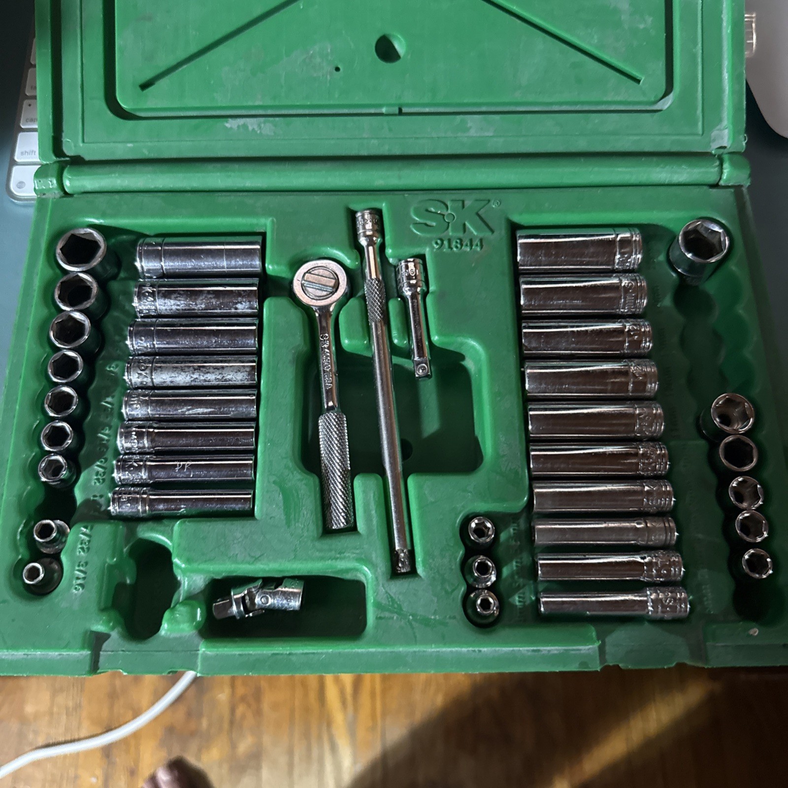 SK Tools 91844 1/4 Drive Metric Standard SAE Socket Set Ratchet Extension