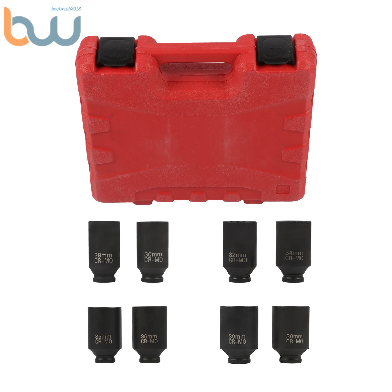 1/2-Inch Drive Deep Spindle Axle Nut Impact Socket Set 29mm-39mm 12 Point