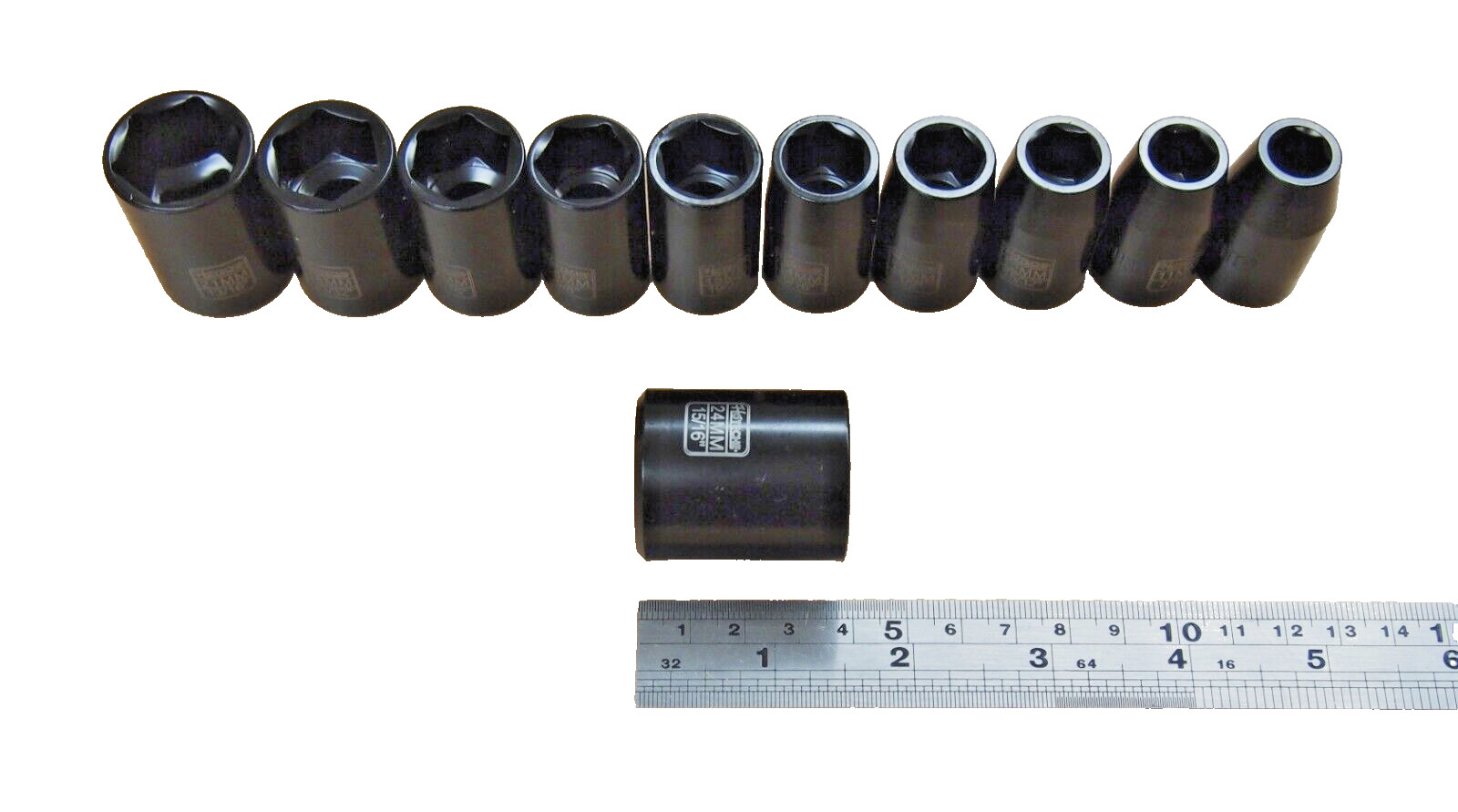 HOTECHE 38 Pcs 1/2″ 3/8″ Dr. Duo Metric SAE Impact Socket Deep Shallow 206404
