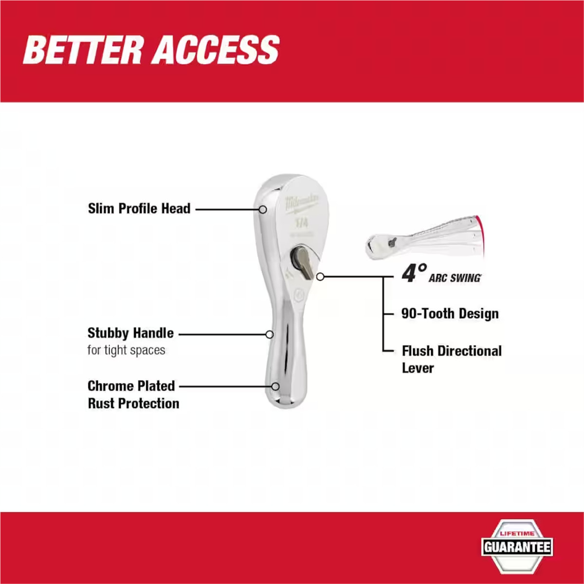 Milwaukee Tool 1/4&rdquo; Drive 3&rdquo; Ratchet