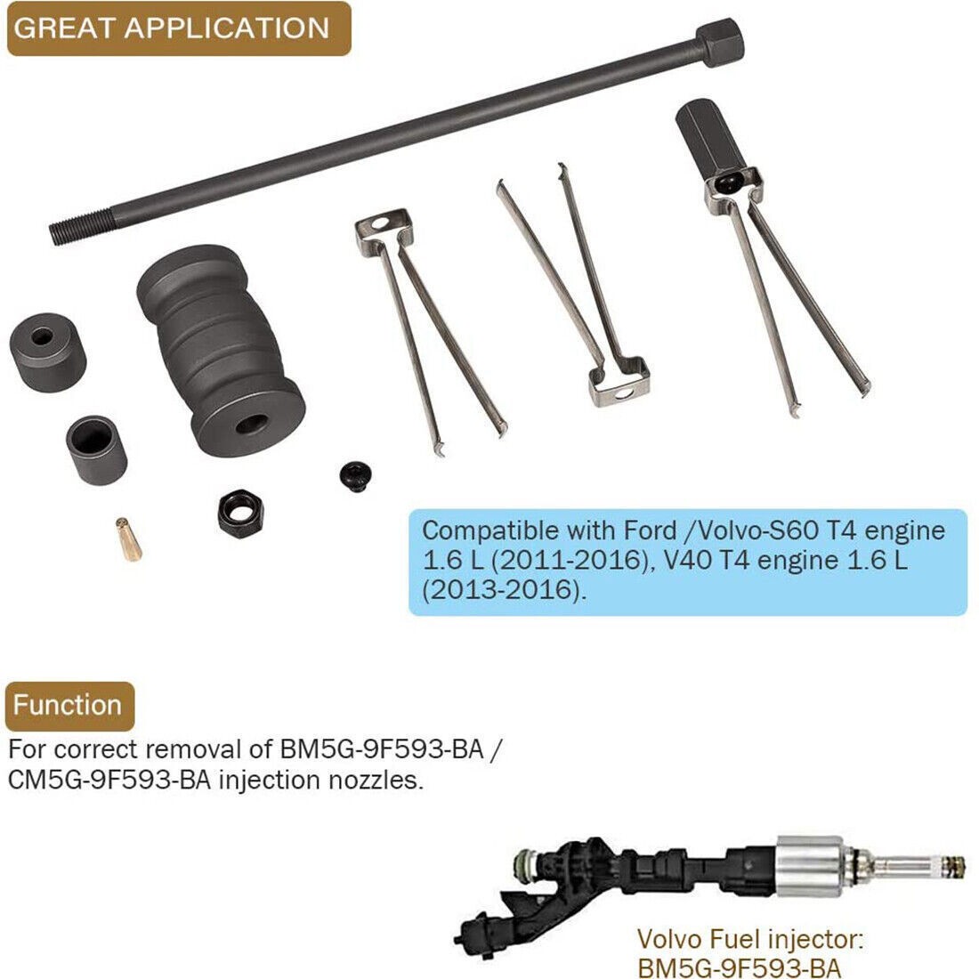 310206 Fuel Injector Puller Remover Tool 9997410 For Ford Volvo Duratec EcoBoost