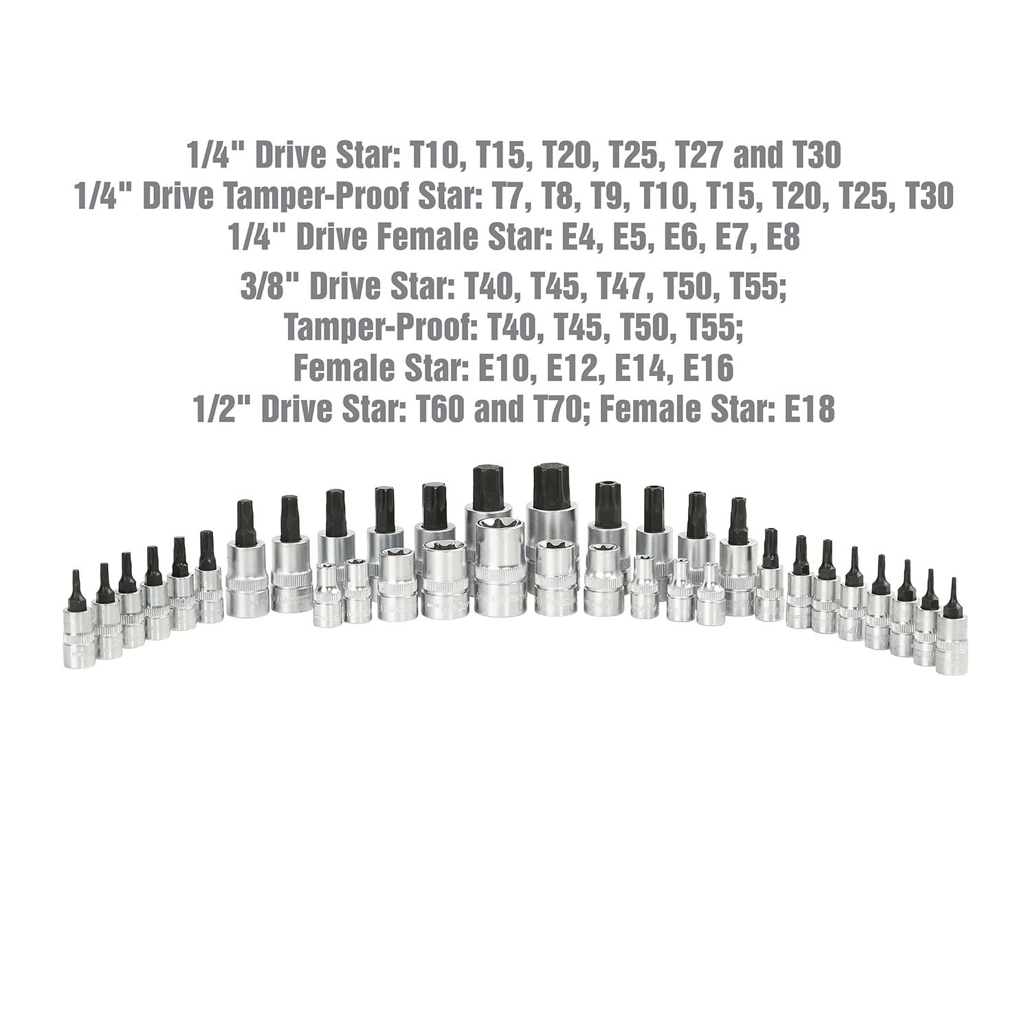 OEMTOOLS 23991 35 Piece Multi-Drive Star Socket Set, Torx 35 Piece, Multi