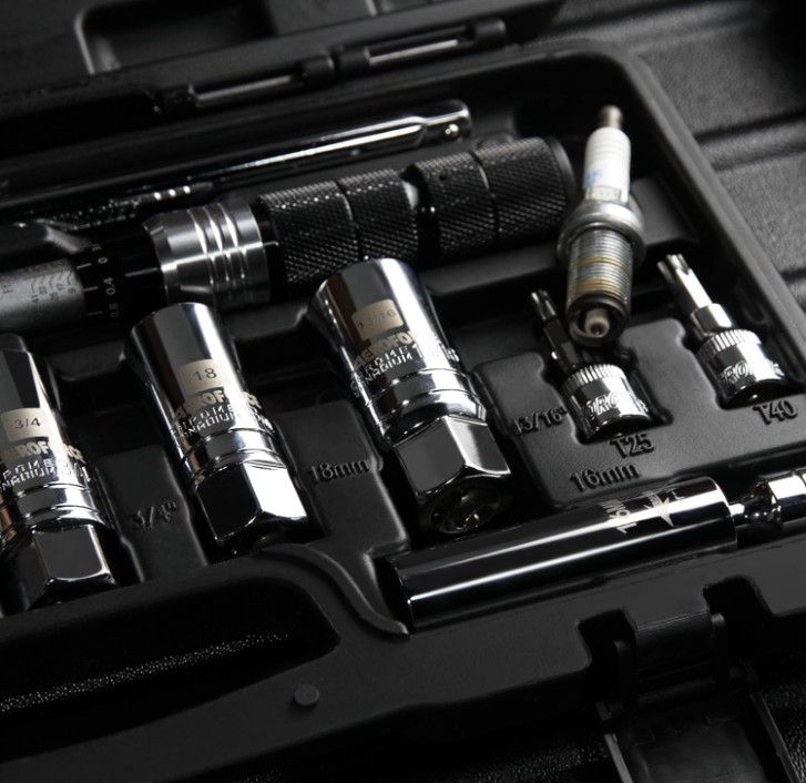 14PCS Spark Plug Socket Set w/ Torque Wrench & Extension, CR-V Steel, 3/8” Drive