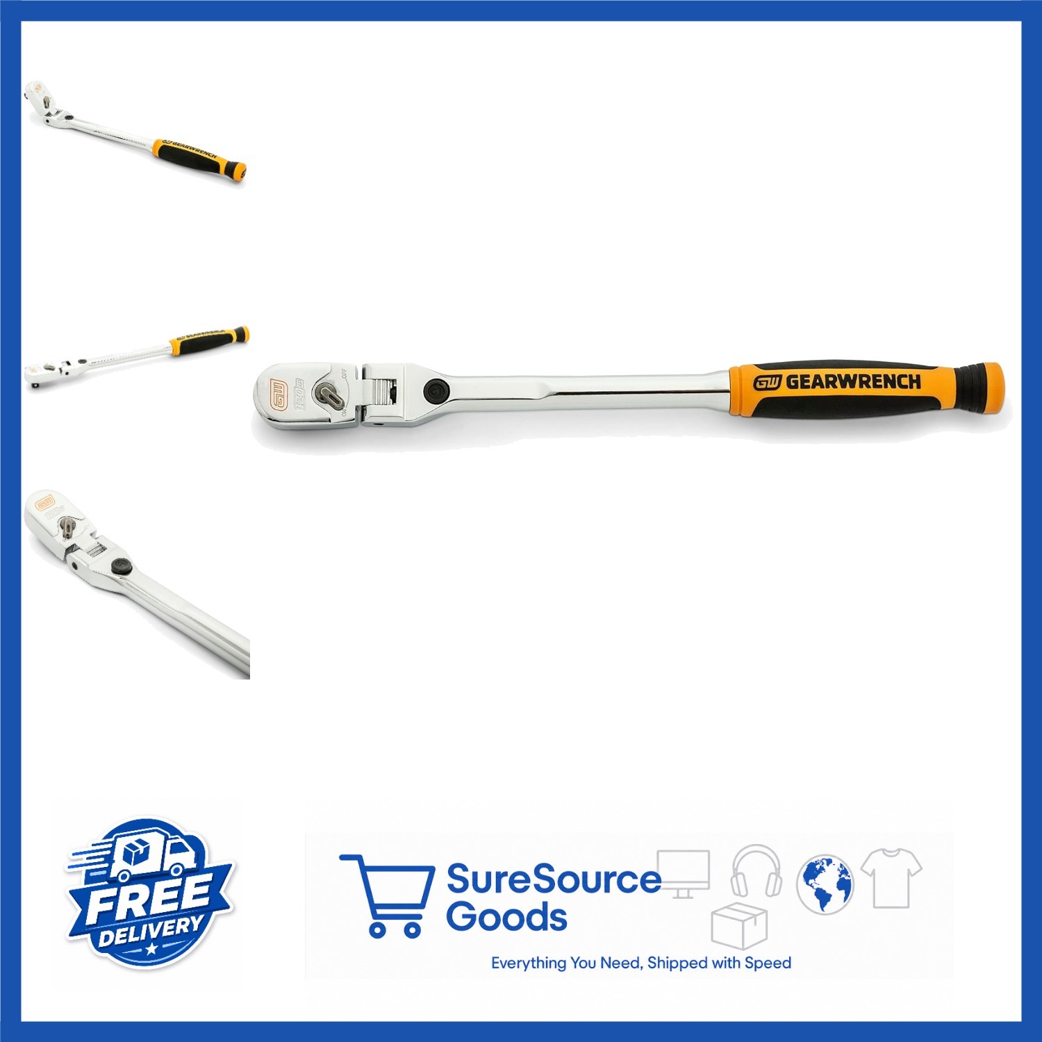 120XP Locking Flex Head Ratchet 1/4″ Drive with Cushion Grip – Chrome Finish