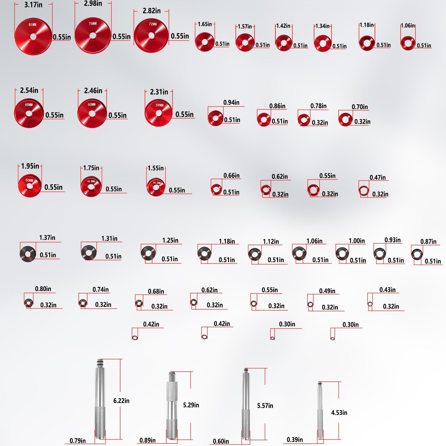 Bearing Race & Seal Driver Set, 39 Adapters & 4 Sturdy Handle, Bearing Press Kit