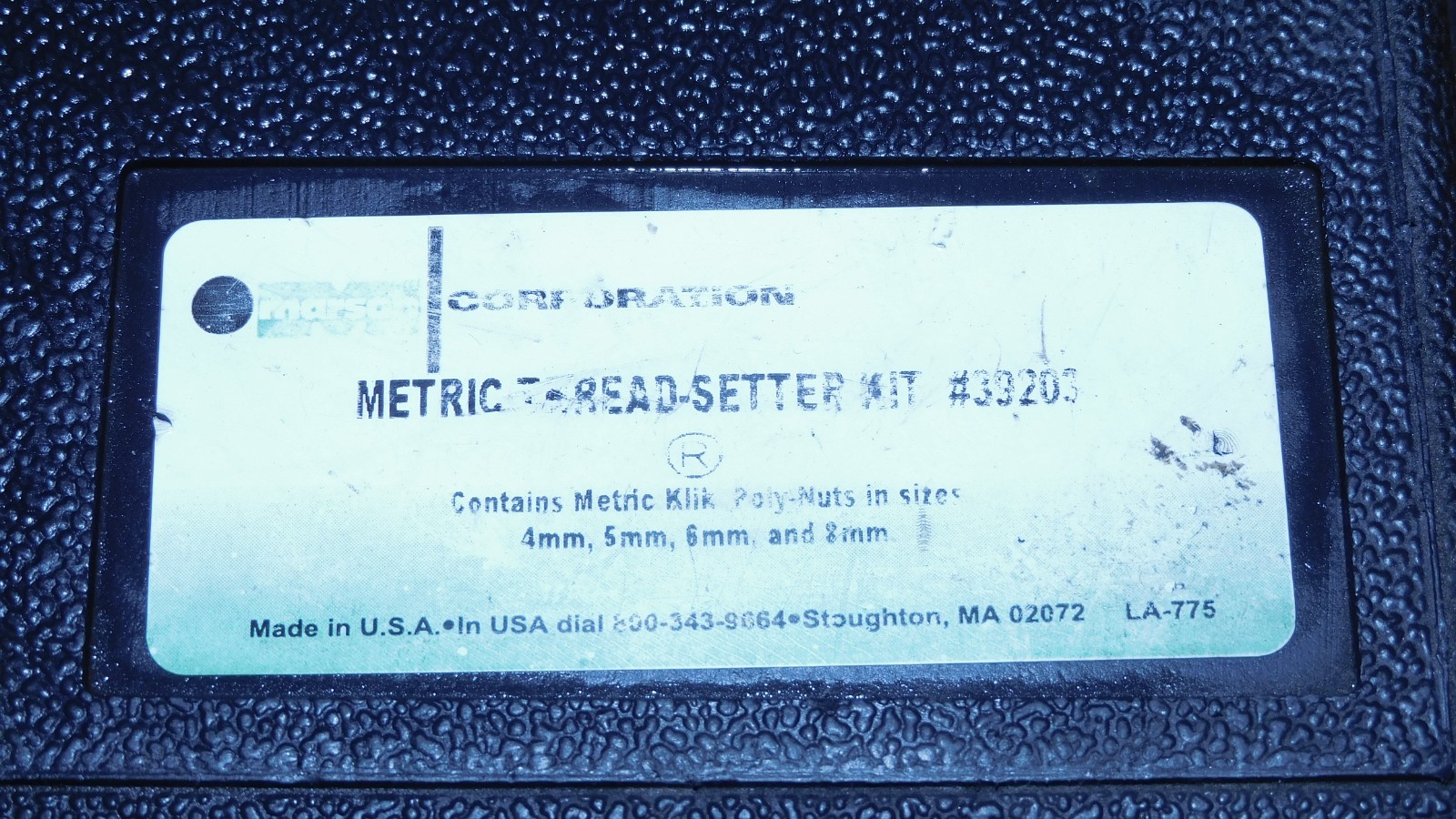Metric Thread-Setter Kit #39203, Marson Corporation. Used & Beautiful Condition.