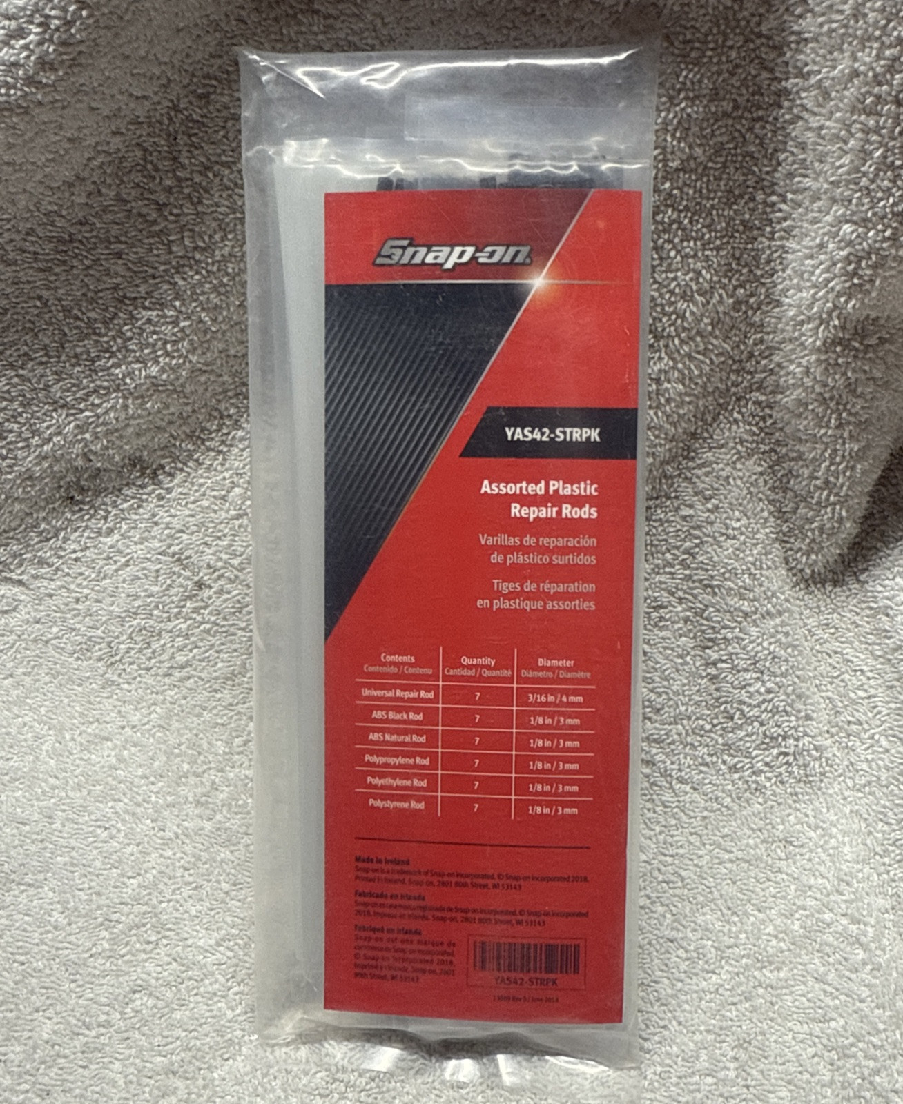 Snap-on Tools IRELAND NEW 42-Piece Assorted Plastic Repair Rods YAS42-STRPK