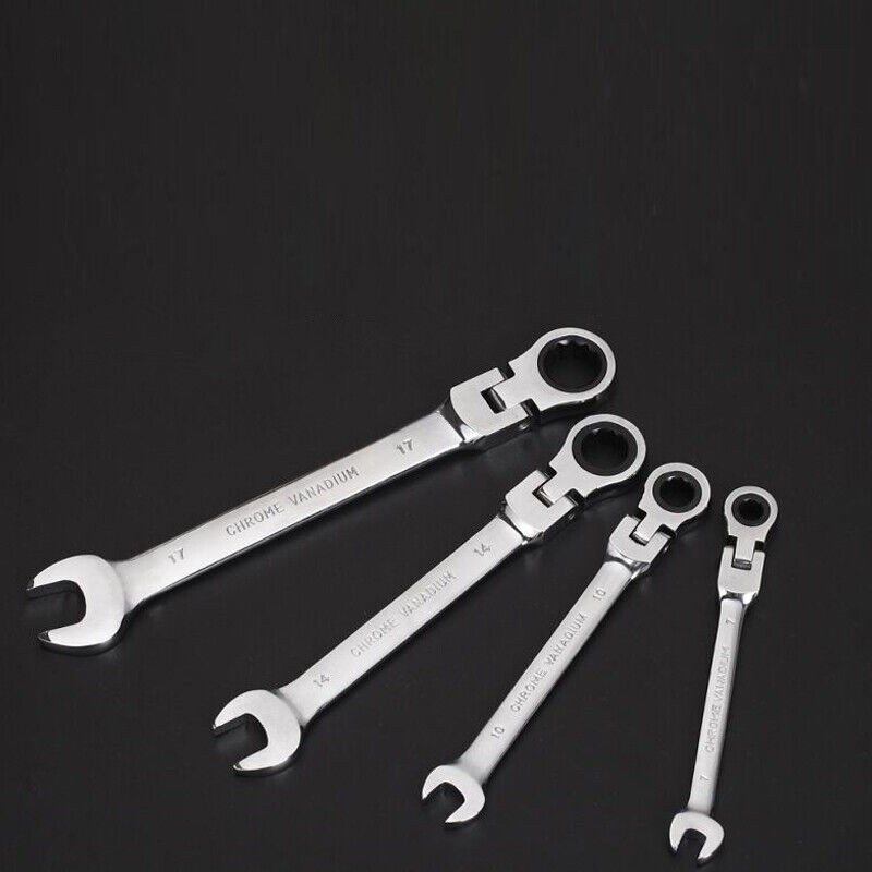 7pc 8-19 mm Ratcheting Wrench Combination Spanner Tool Set Metric Flexible Head