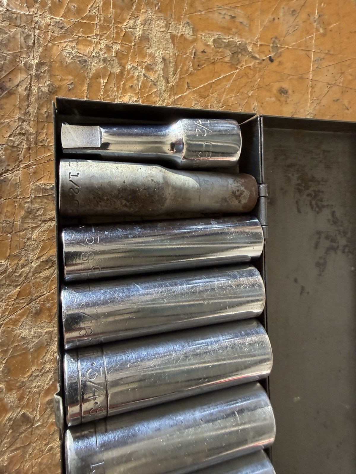 USA Made 1/2” Drive Deep Socket Lot Craftsman SK Dura-Craft Metal Case