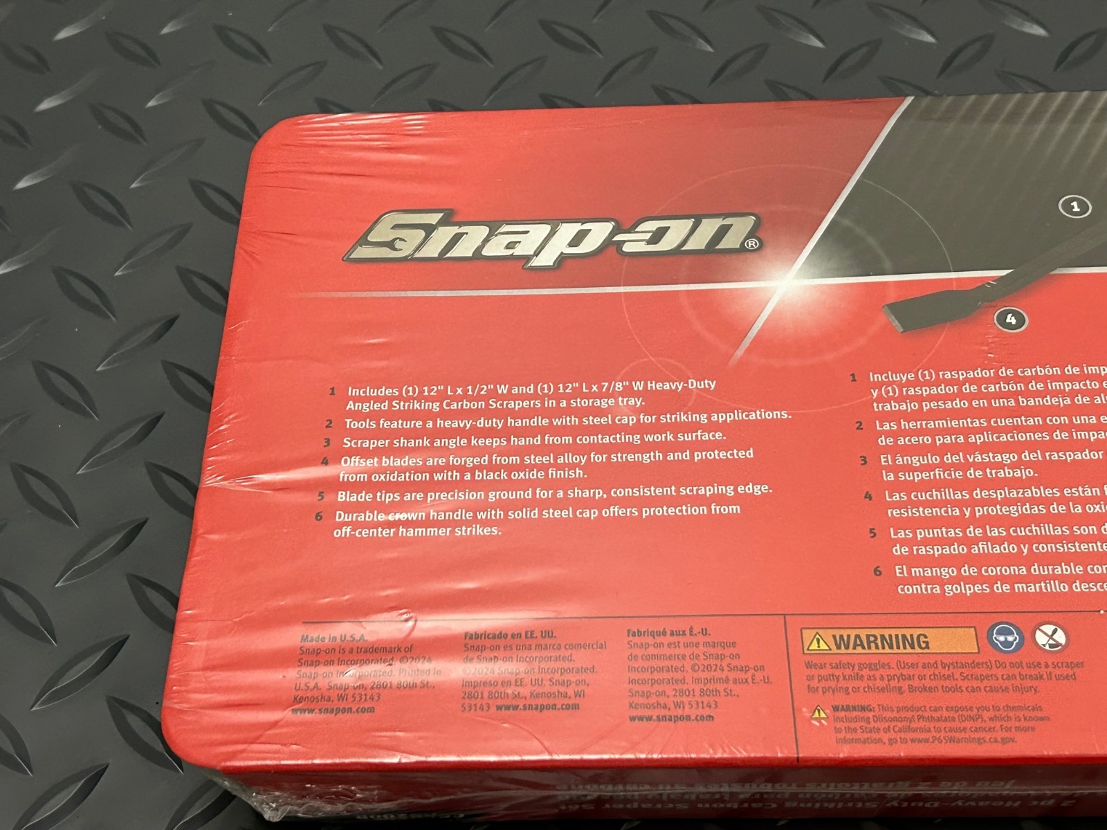 Snap-on Tools NEW RED 2pc Heavy-Duty Angled Striking Carbon Scraper Set CSAB200R