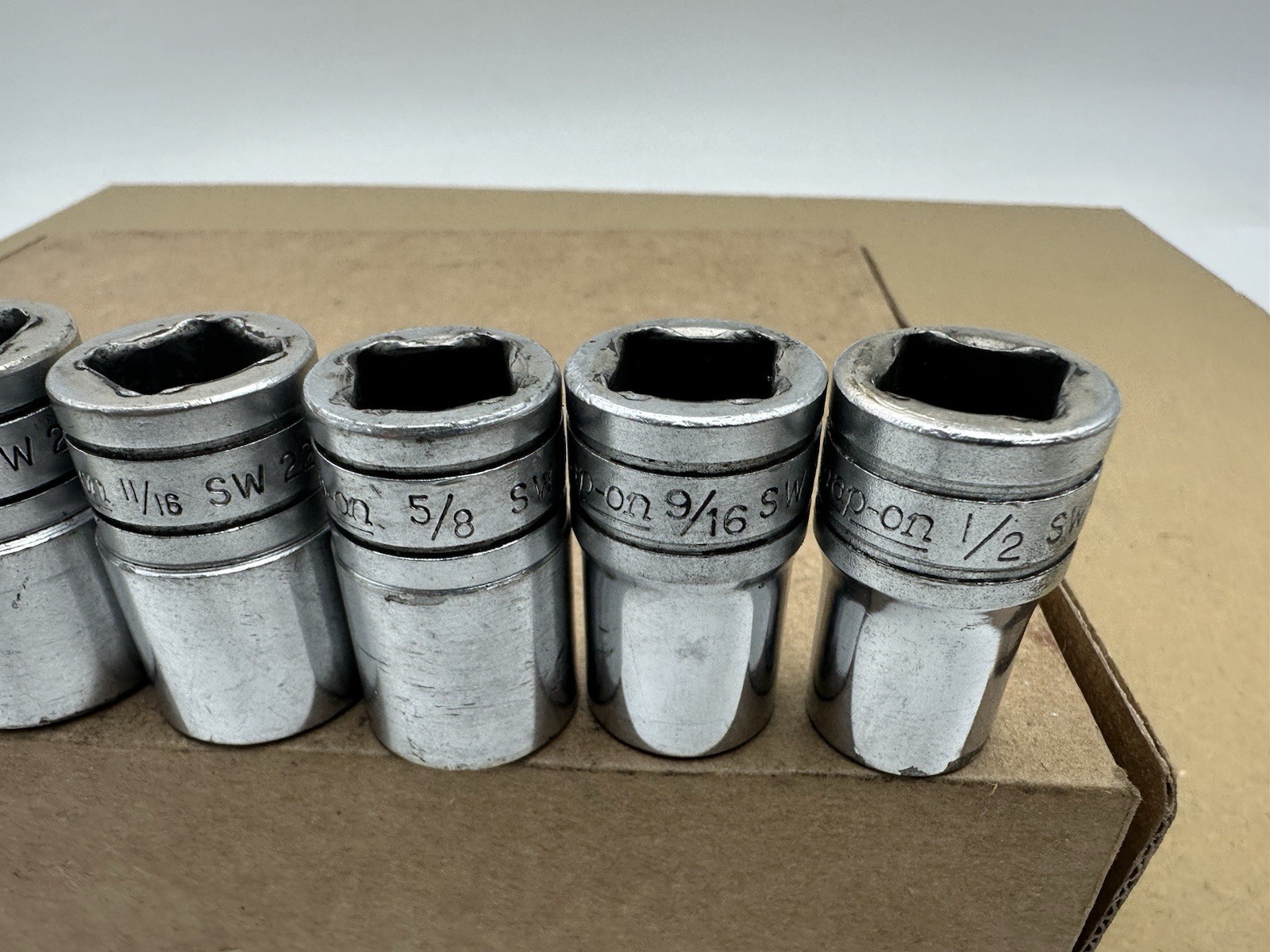 Snap-On Socket Set 1/2″ Drive 1/2″ to 1″ 8 Pcs SW161 – SW321 Vintage Made USA
