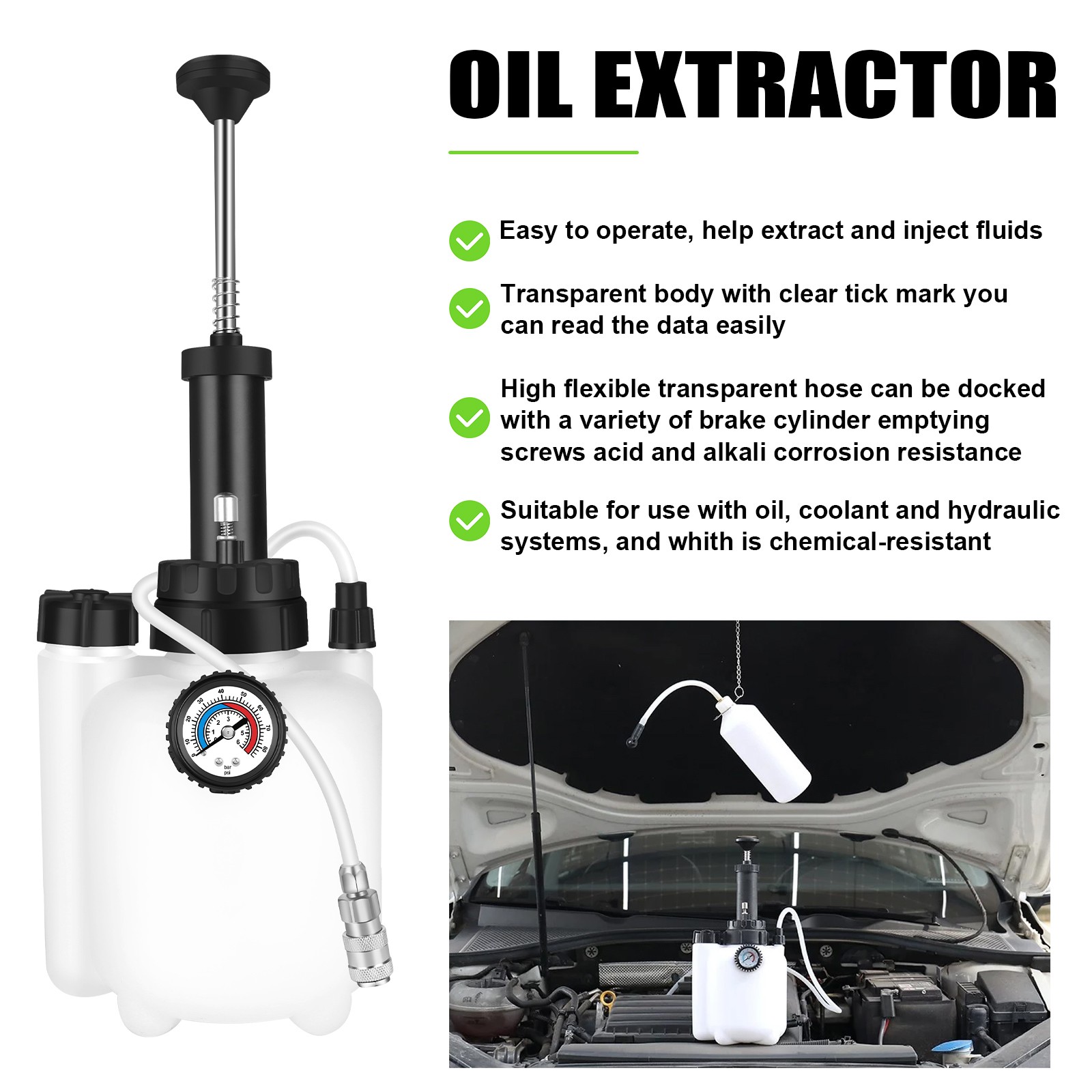 3L+1L Car Brake Bleeder Clutch Bleeding System Fluid Bleeder Tool Set Kit USA