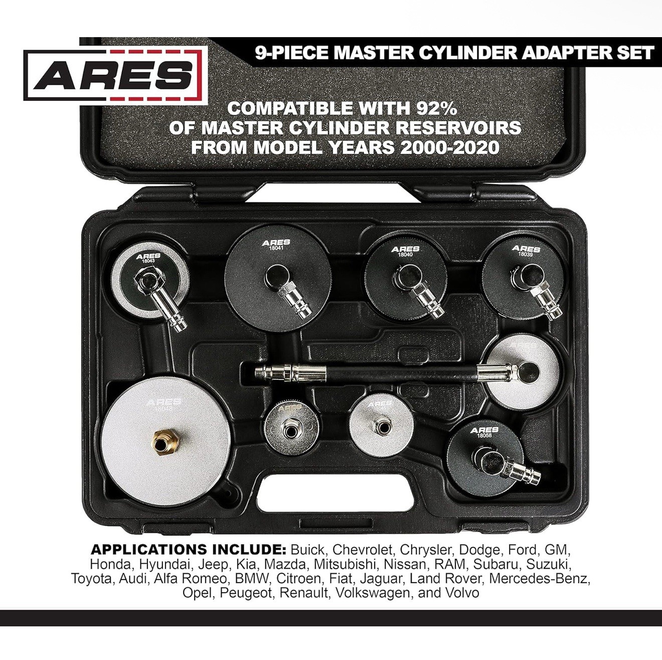 ARES 18038 9 Piece Master Cylinder Adapter Set – Included Adapters Brake Bleedin
