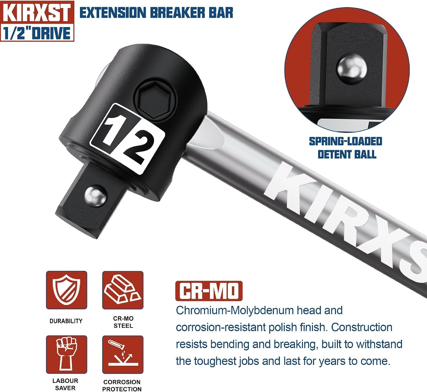 25-Inch Heavy Duty Breaker Bar with 250° Rotatable Head for Mechanical Mastery