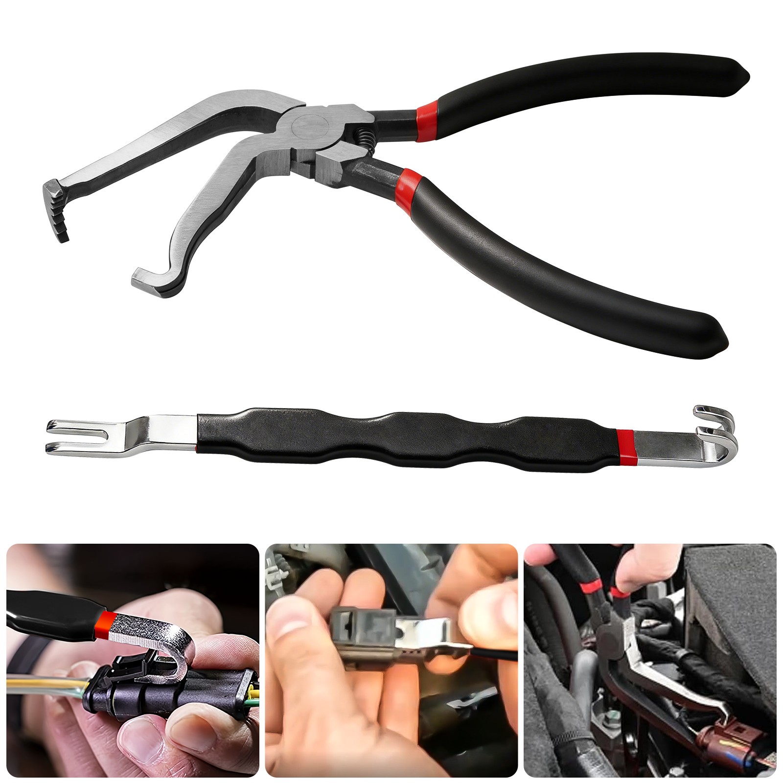 Electrical Disconnect Pliers Set Straight & 60° Angled Fuel Line Connector Tool