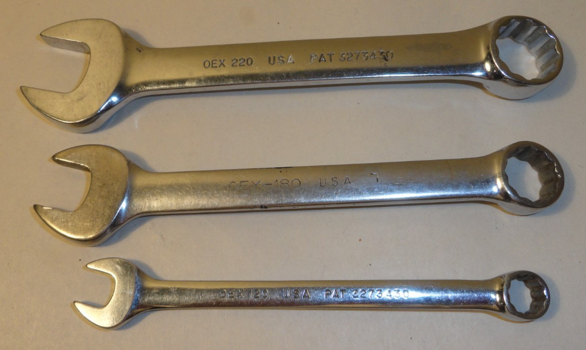 Snap On Tools OEX120 180 220 Short Combination Wrench 12 Point 3/8 9/16 11/16″
