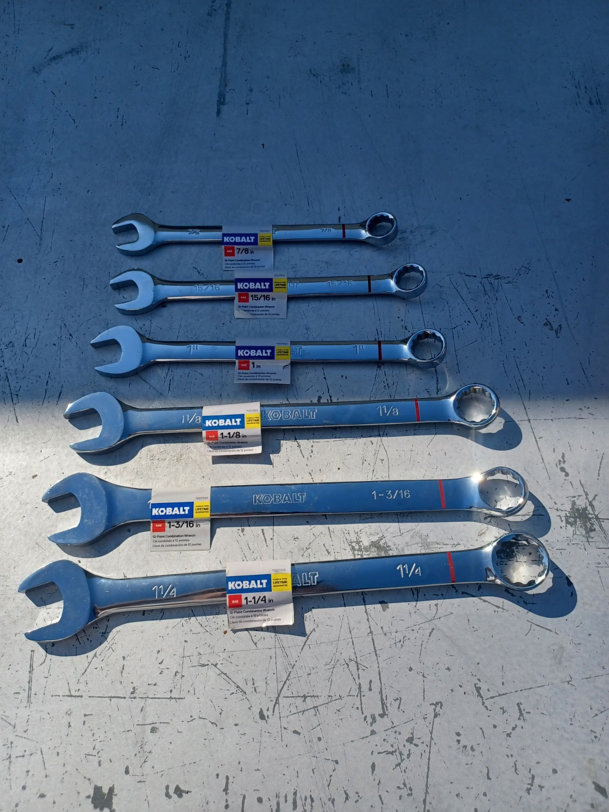Kobalt SAE 6 Piece Wrench Set – 1-1/4, 1-3/16, 1-1/8, 1, 15/16, 7/8