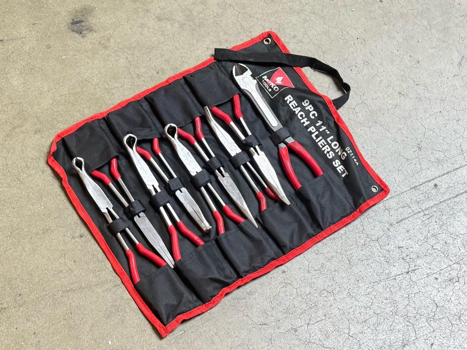 9pcs 11″ Long Nose Plier Set Long Reach Circle Bent Needle Nose Diagonal Cutter