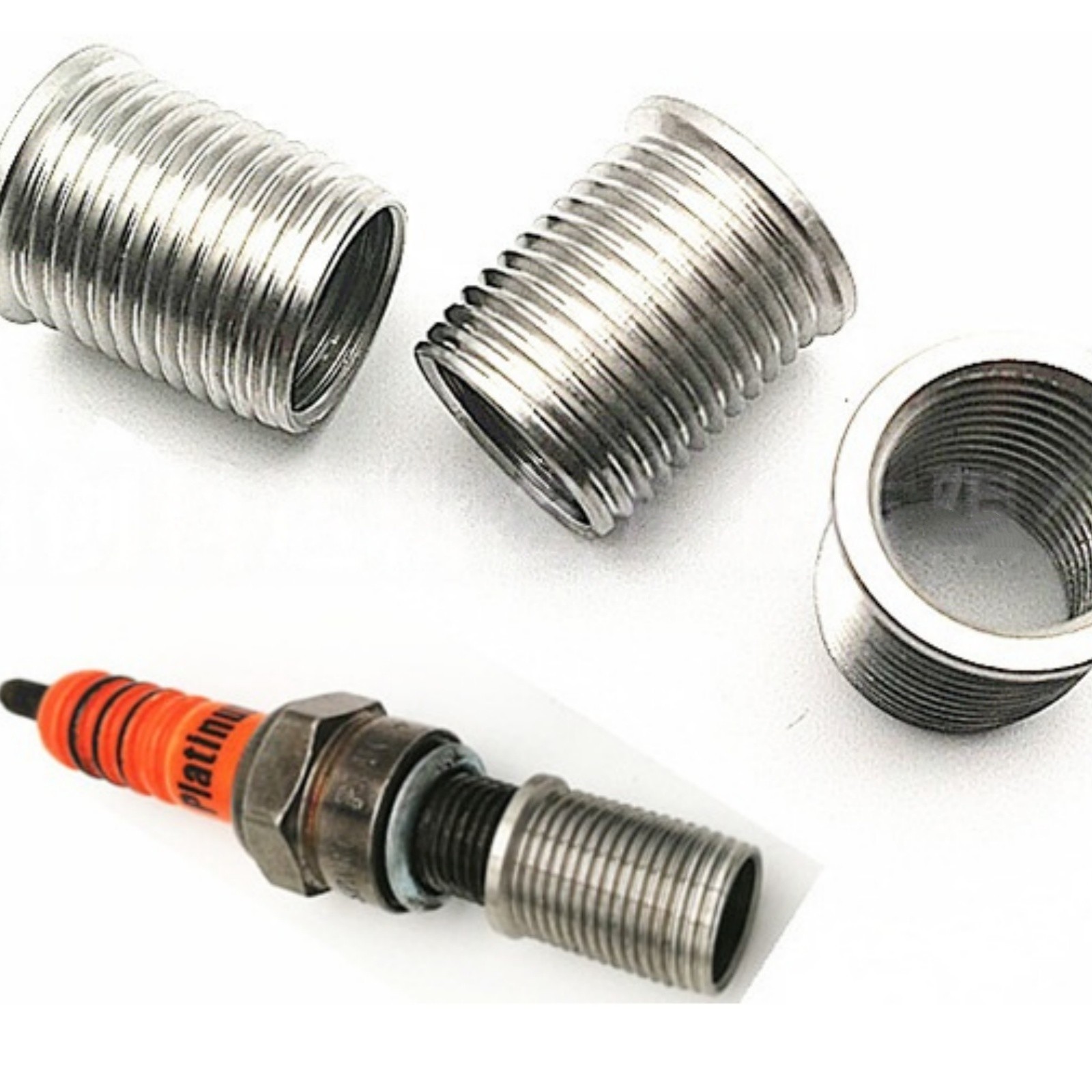 M14x1.25 to M18x1.5 Spark Plug Thread Repair Insert Kit, Blue White Zinc Coated