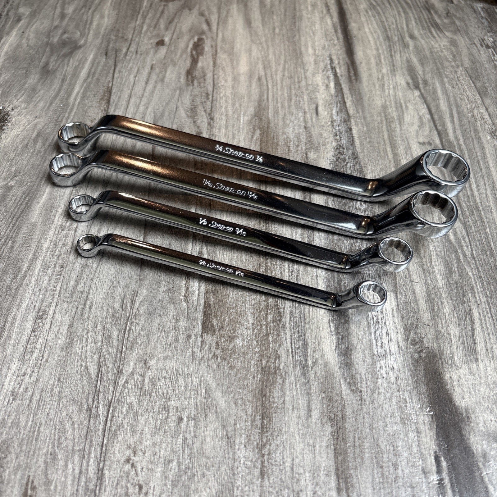 NOS Snap-on Tools 3/4 7/8 11/16 13/16 1/2 9/16 SAE 60° DEEP Offset Box Wrench
