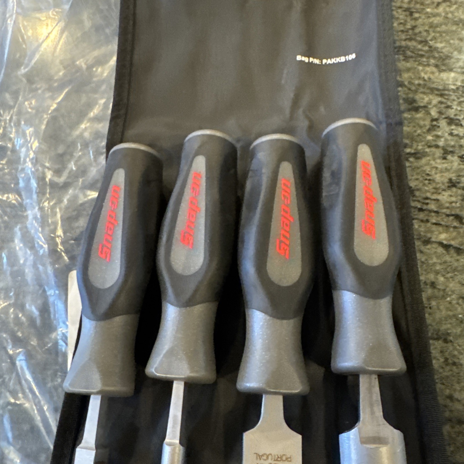 snap on sghbf600adt dark titanium 4 pc file handle set with pouch new