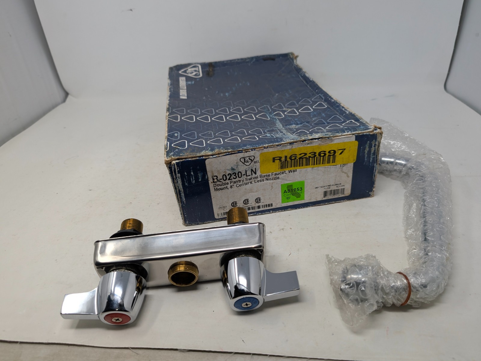T&S R-0230-LN Double Pantry Faucet 8″ Center Wall Mount (F2)