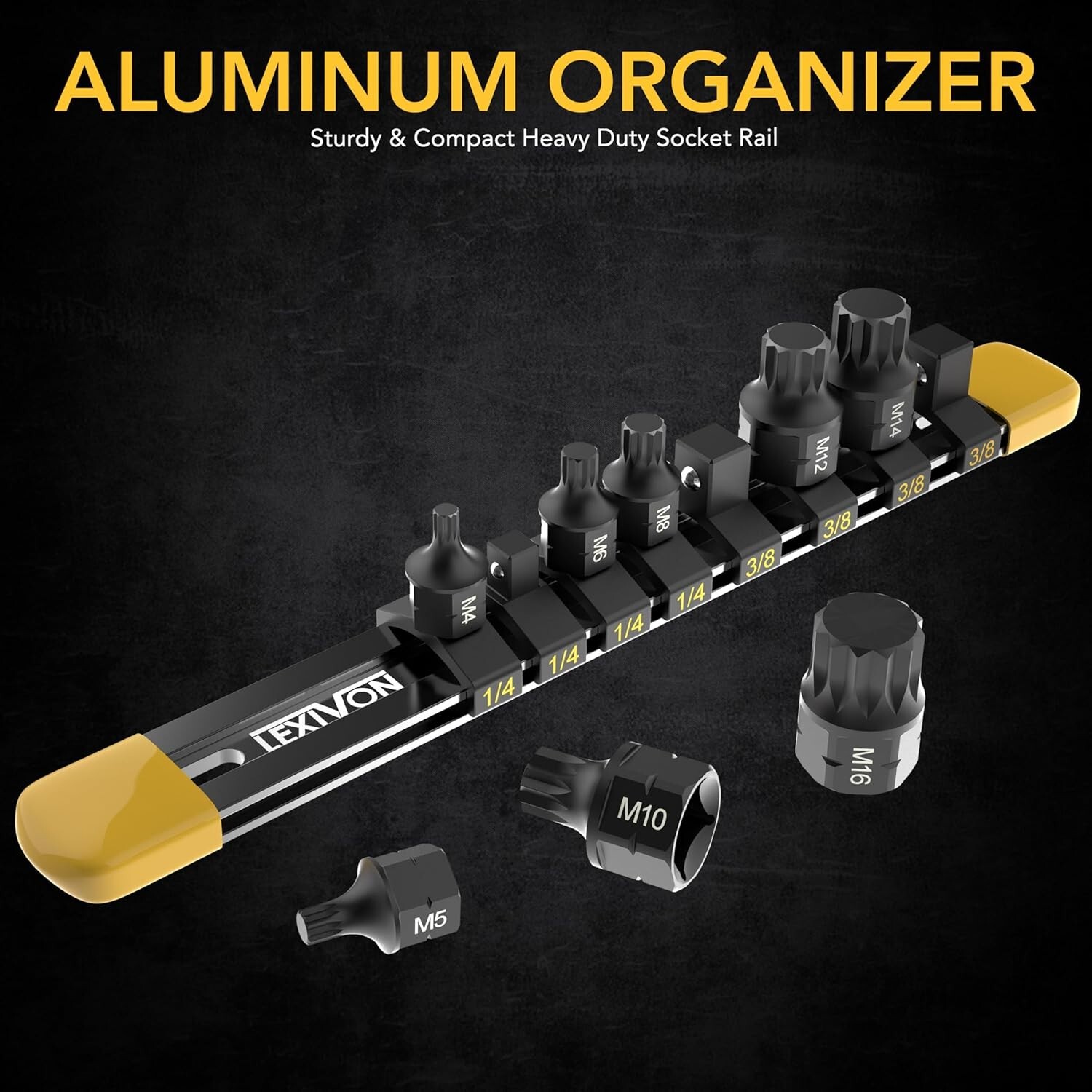 LEXIVON Triple Square Bit Socket Set8Piece(M4-M16)Dual Drive, Super Short LX145S
