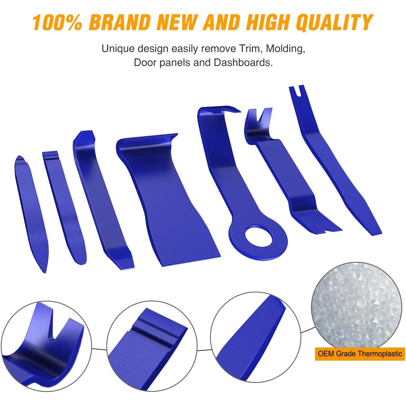 8PCS Trim Fastener Removal Tool Kit Universal For Car Audio Dash Panel-Blue