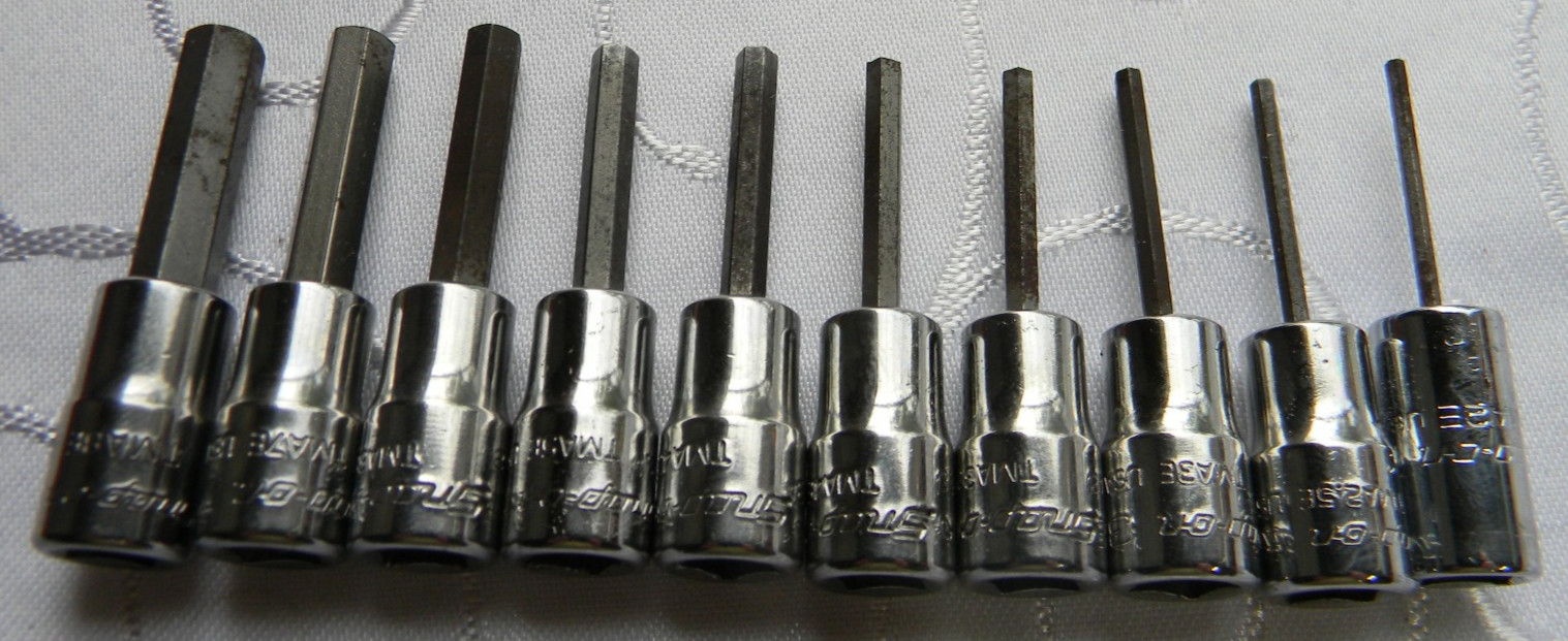 SNAP-ON 1/4″ DR 10PC SAE HEX DRIVER BIT SOCKET SET 1/16″-1/4″ #110ETMAY IN TRAY