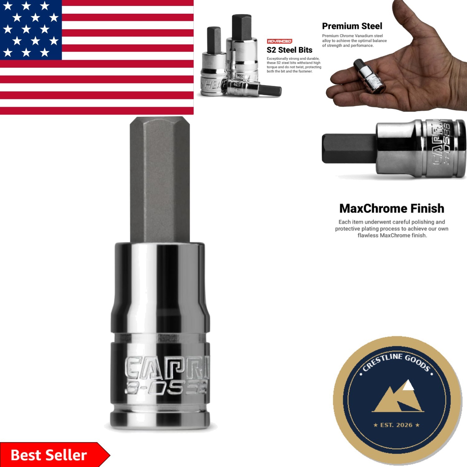 High Torque 1/4-Inch Hex Bit Socket – S2 Steel with Corrosion-Resistant Finish