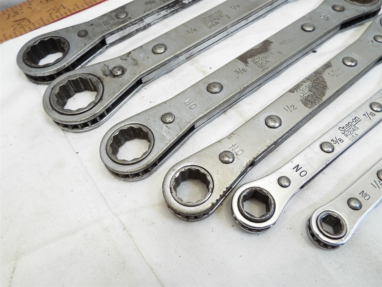 Set 6 Snap-On Double Box End SAE Ratcheting Wrench 1/4 – 15/16″