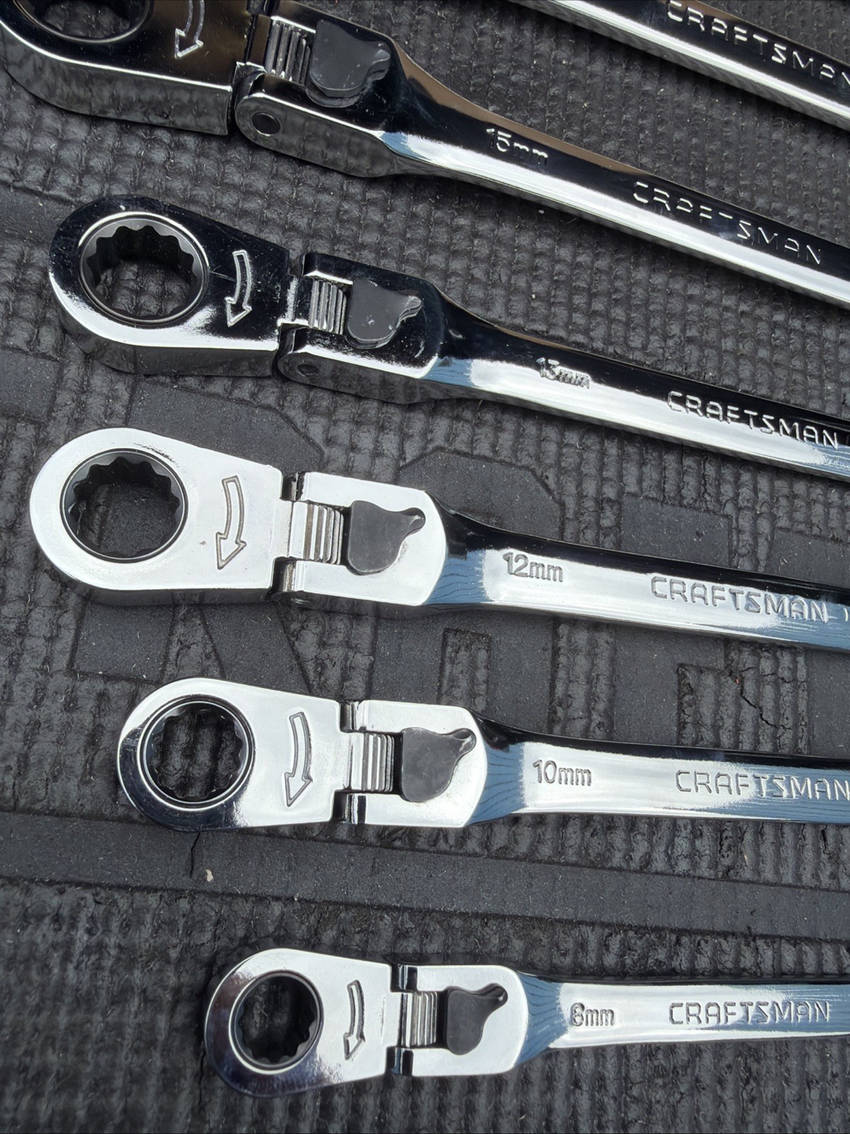 Rare Sears Craftsman USA Nos 7pc Locking Flex Ratcheting Wrench Set 42401 Metric