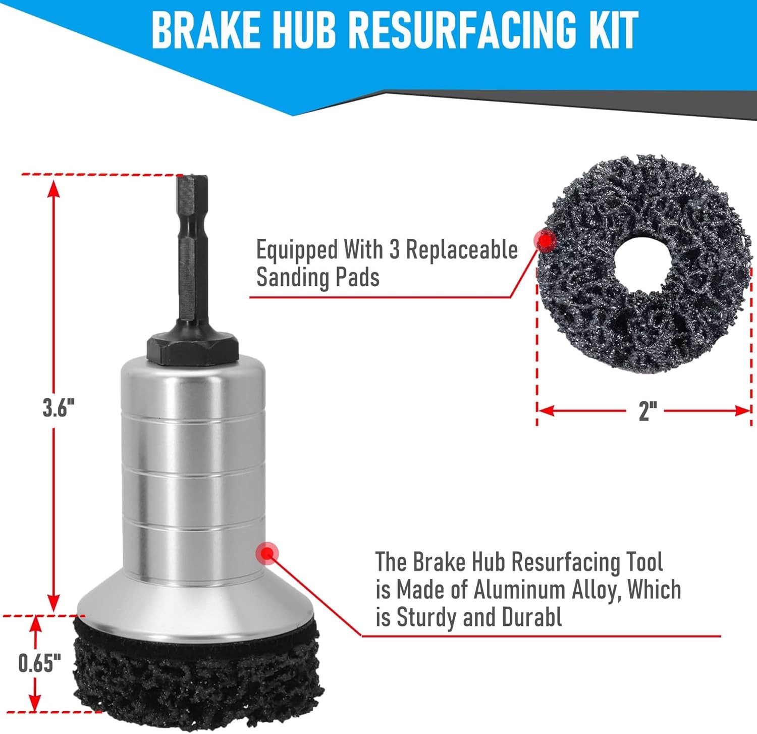 Wheel Hub Cleaning Kit Brake Hub Cleaning Kit Includes 3 Pads Holder and Adapter