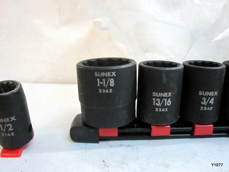 Sunex 12-Point 1-2 Drive SAE Shallow Impact Socket Set 15 pcs