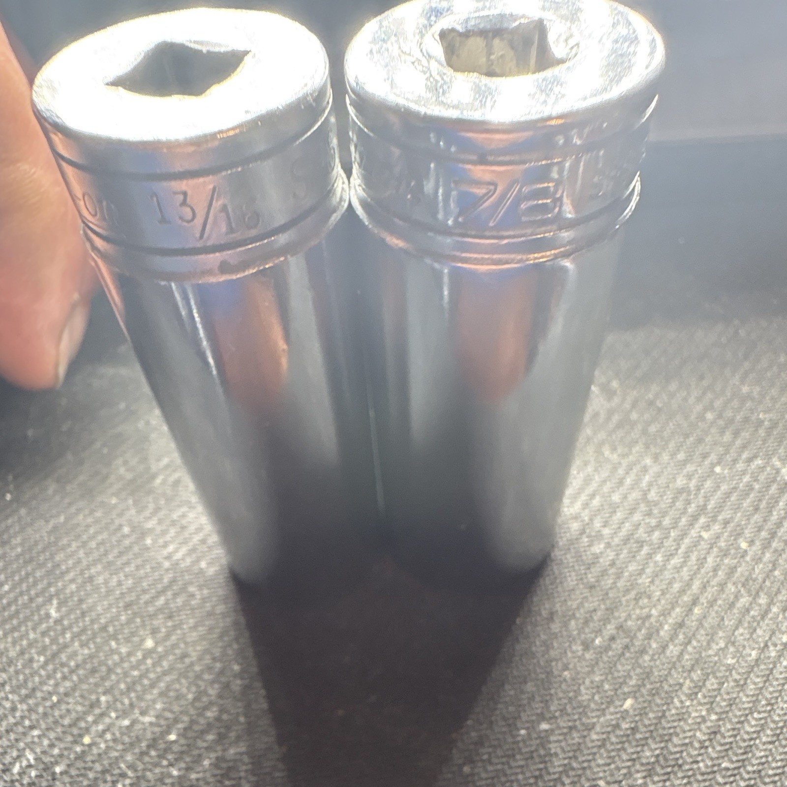 Vintage Snap-on USA SFS Deep Socket Lot 3/8″ Drive 13/16 & 7/8, 2 Pc, 6 Point