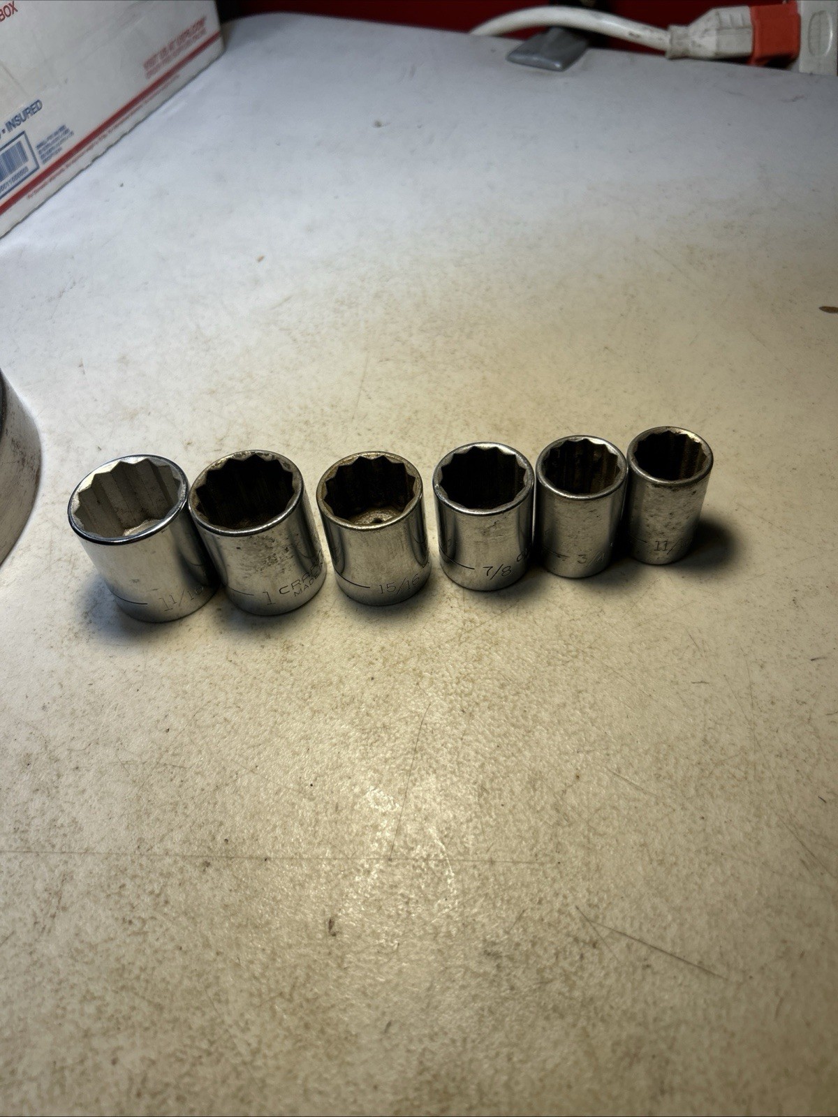 Craftsman- Lot Of 6 VINTAGE Shallow Sockets,1/2″ Drive,12pt, -V- Series
