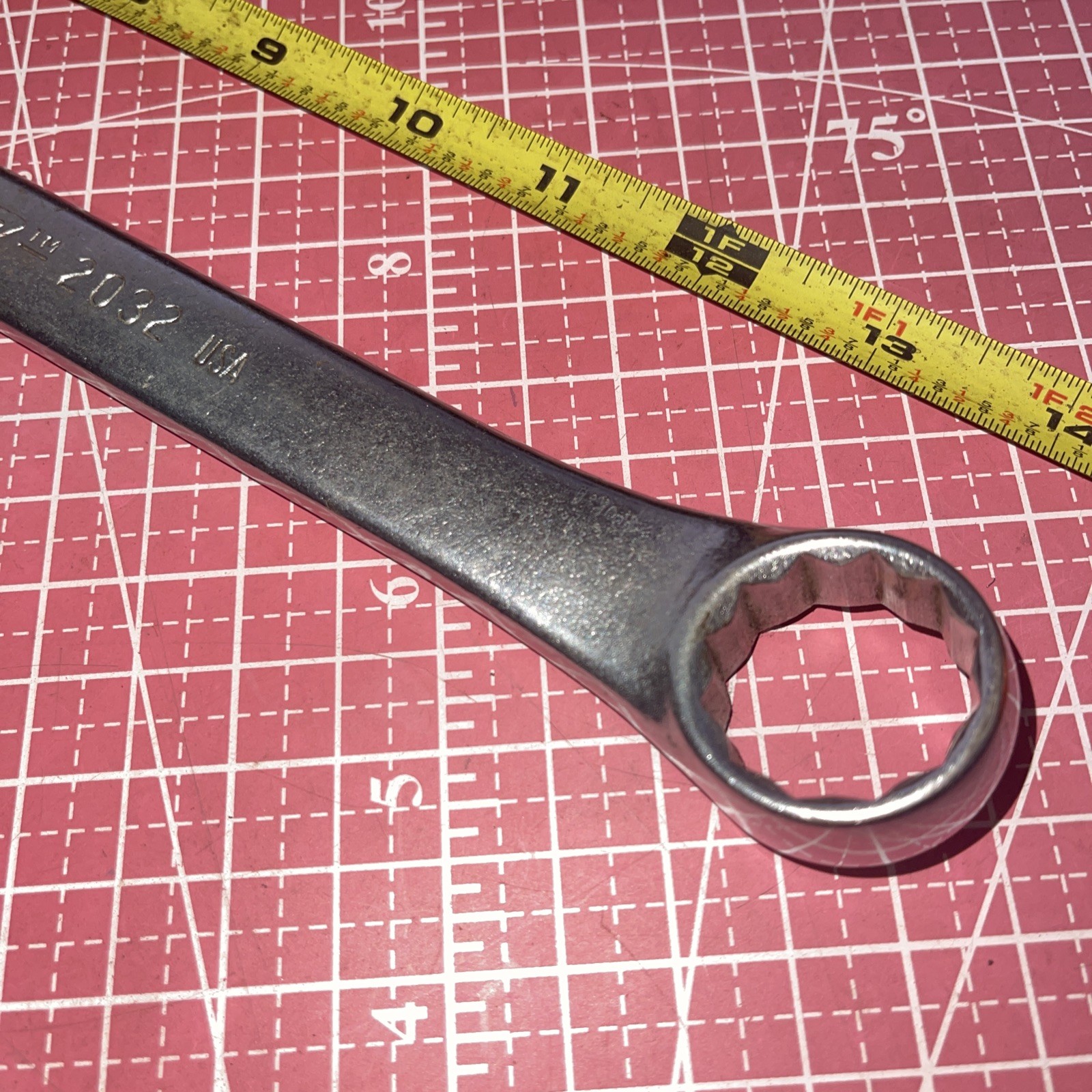 Proamerica USA 2032 1 in SAE 12 Point Combo ratio. Wrench Pro America 1” Vintage