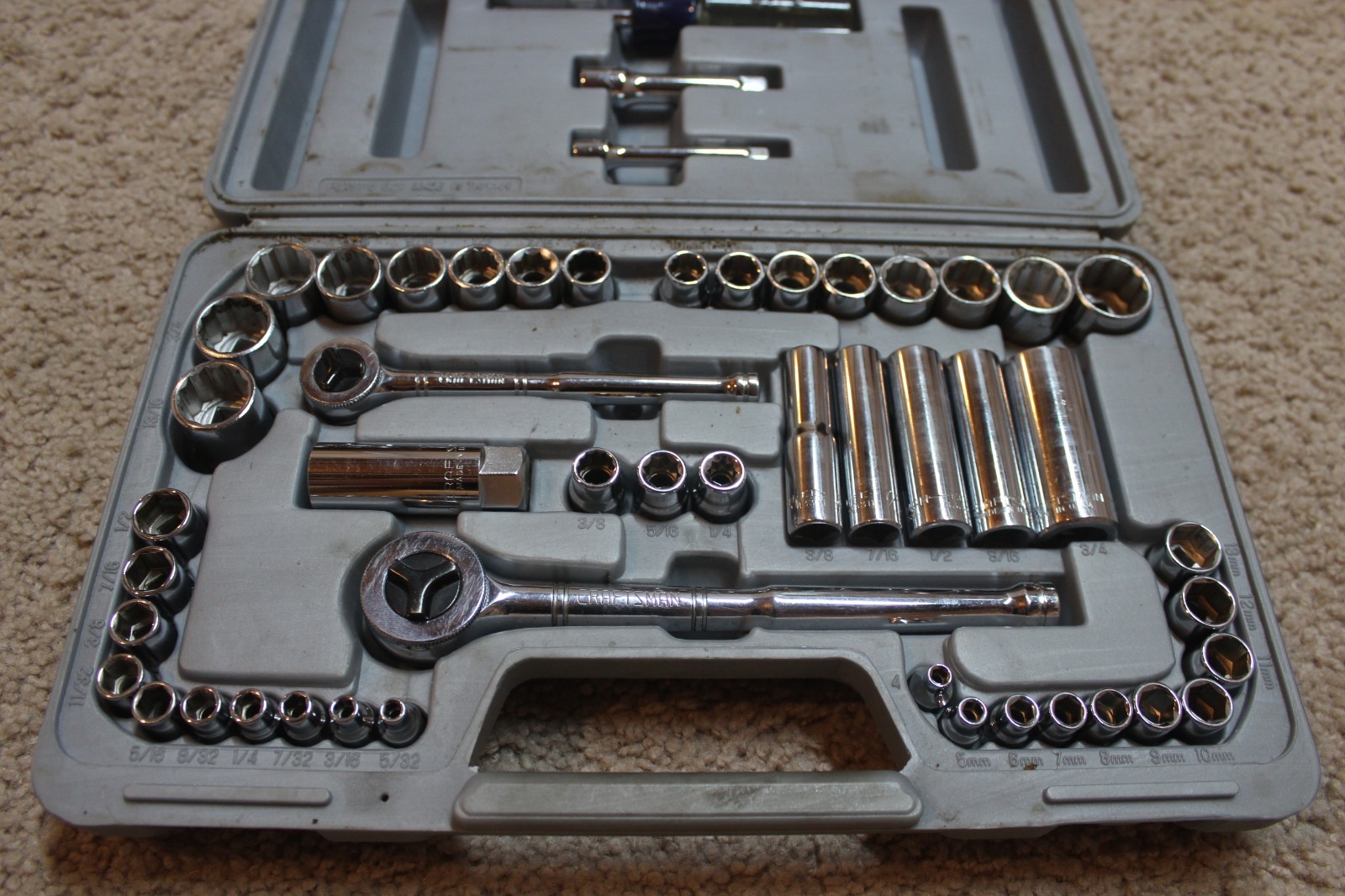 Craftsman 1/4″ 3/8″ Drive SAE Metric EE Sockets Ratchet 50 pcs Set Vintage USA