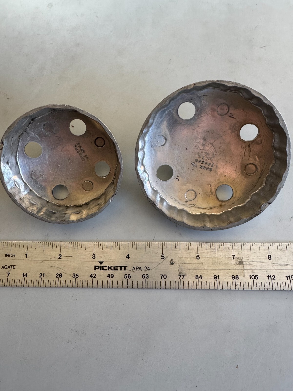 2 VINTAGE CAP STYLE PITTSBURG OIL FILTER WRENCH