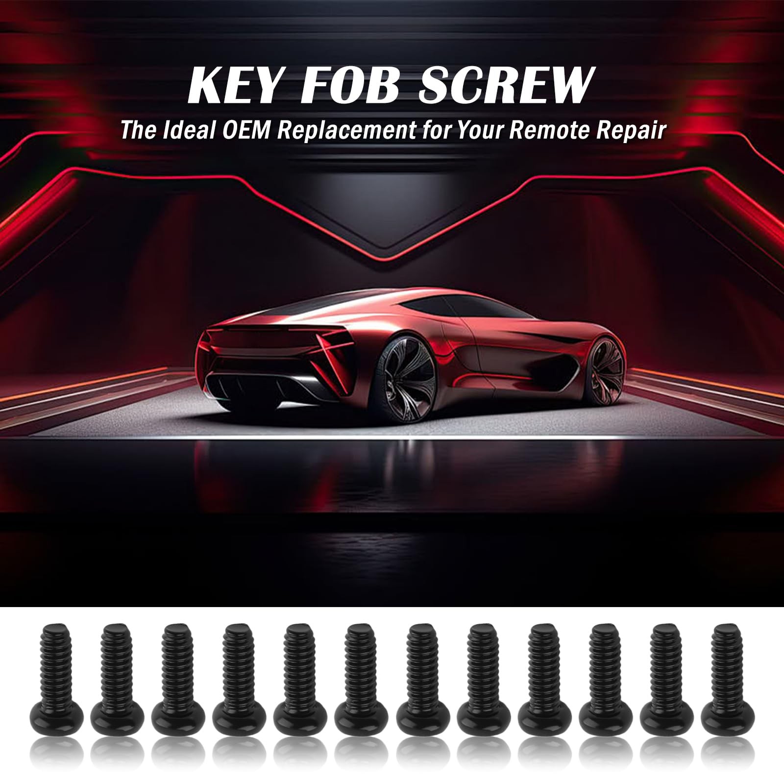 12PCS M2*5 Car Key Fob Screw 0.25×0.13×0.13 inch, Black