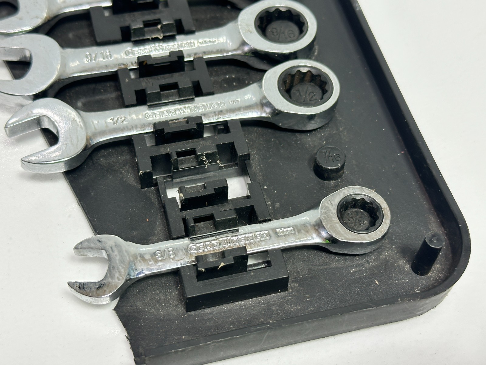 GearWrench Tools 6pc SAE Stubby Chrome Ratcheting Wrench Set (Missing 1), Case