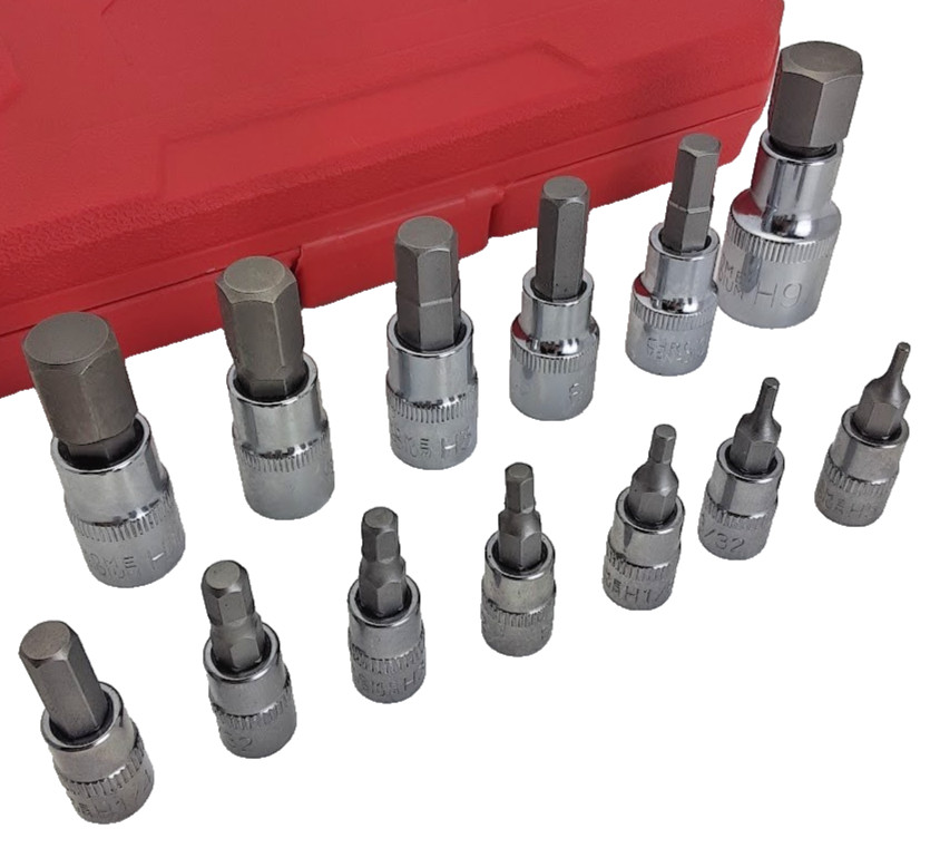 13-PC. Hex Allen Master Socket Bit Set SAE S2 Steel Standard Hex Bit Socket Set