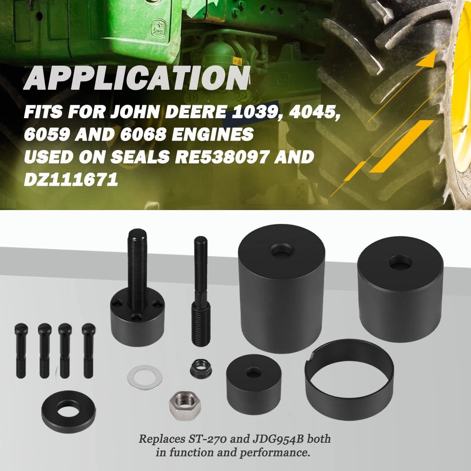 JDG954B for John Deere 1039 4045 6059 Crankshaft Gear+Front Crank Seal Installer