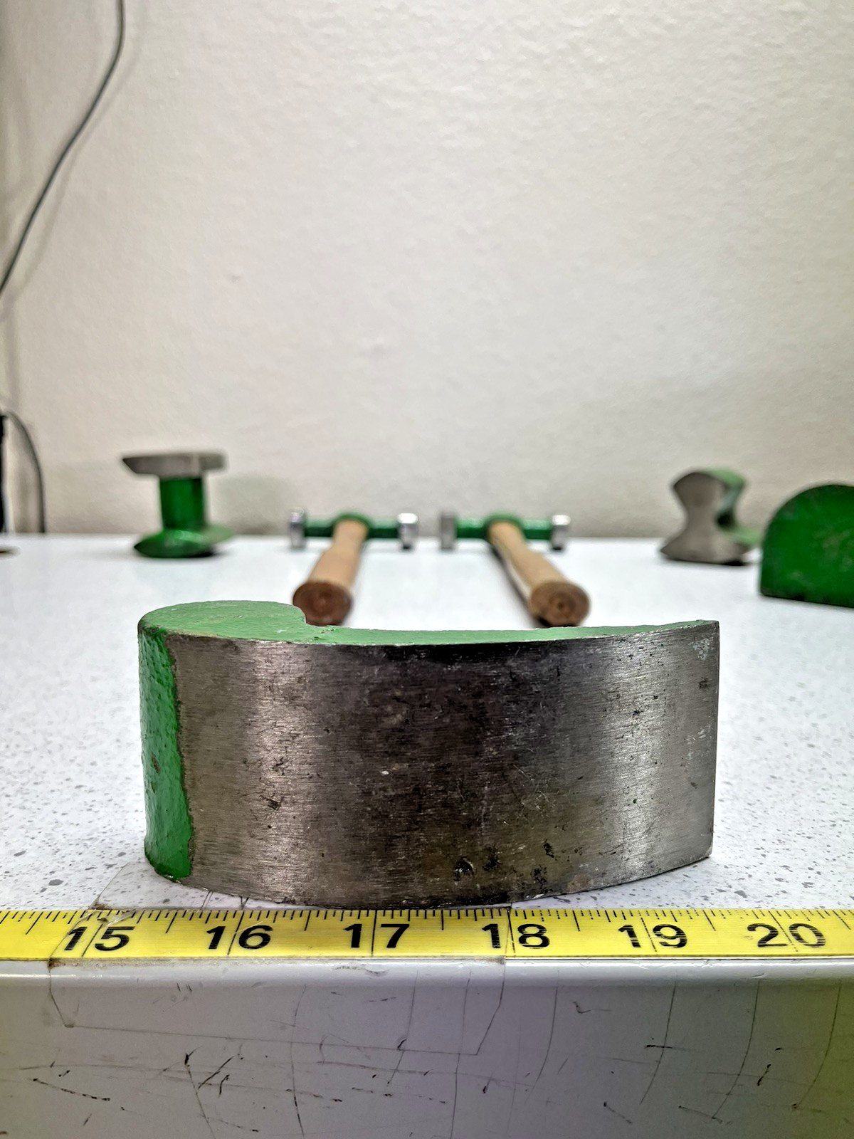 Used Auto Body Hammers & Dollies Set, Painted in green