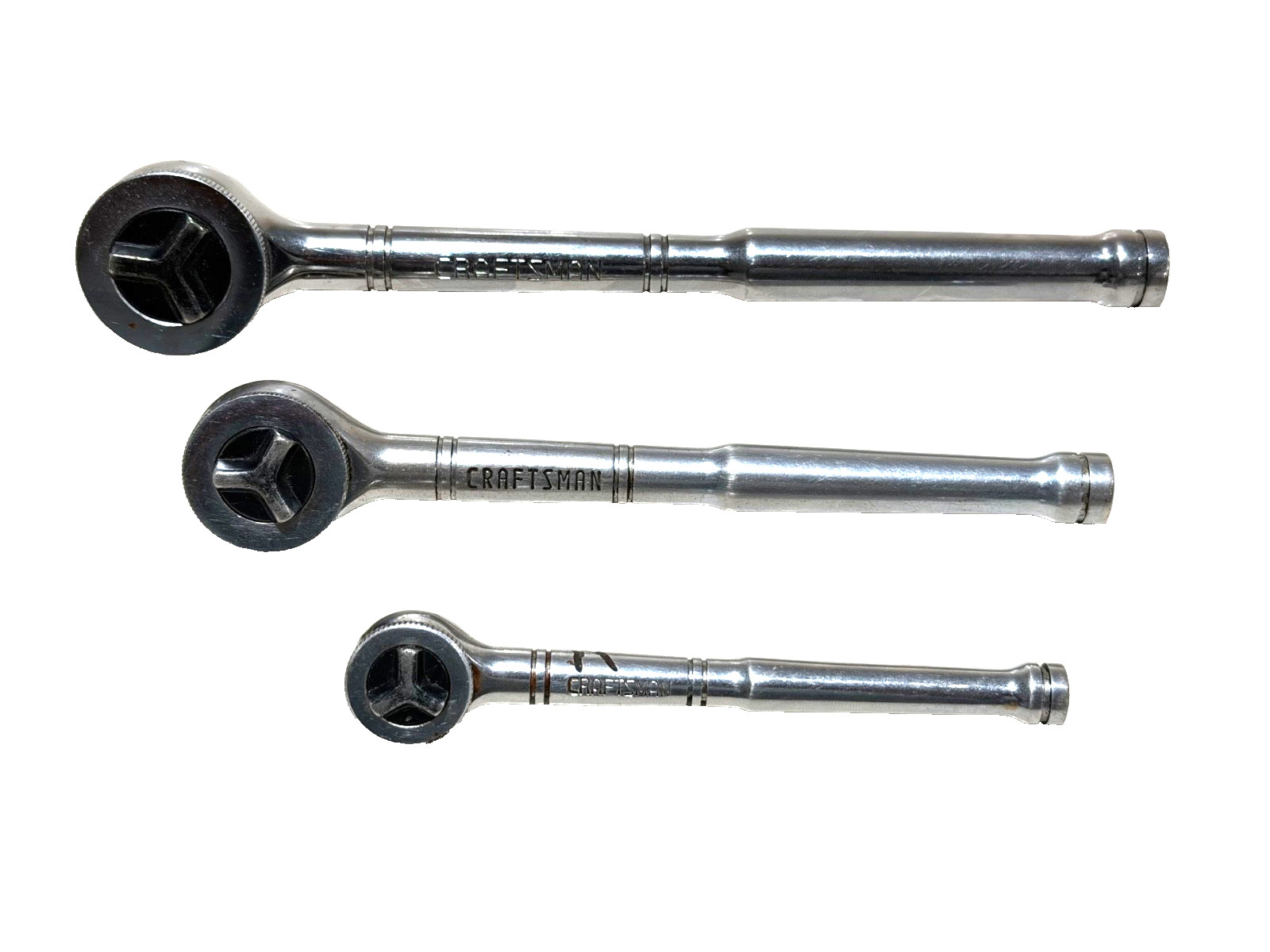 CRAFTSMAN 3-pc. TRI-WING ROUND HEAD RATCHET SET, THUMB WHEEL, 1/4” 3/8” 1/2”