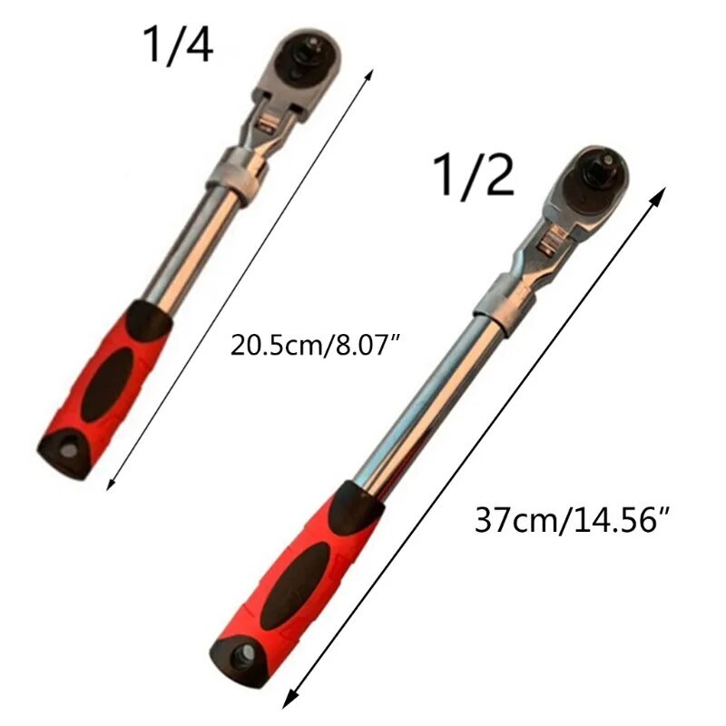 Flexible Head Carbon Ratchet Wrench Set – 1/4, 3/8, & 1/2-Inch Drives Extendable