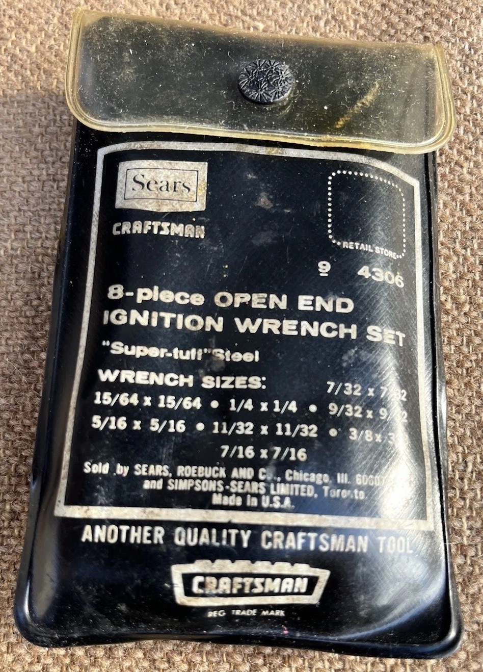 Vtg 8pc Craftsman 4306 SAE Open End Ignition Wrench Set USA +Extra 3/8 Combo -v-