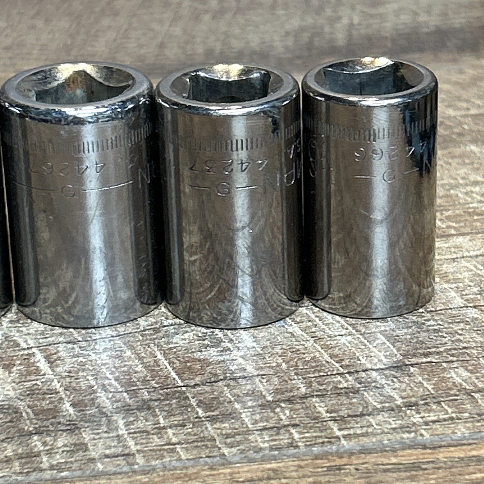 10 Piece Vintage Craftsman 1/2″ Drive 12 Point Metric Socket Set Made In USA