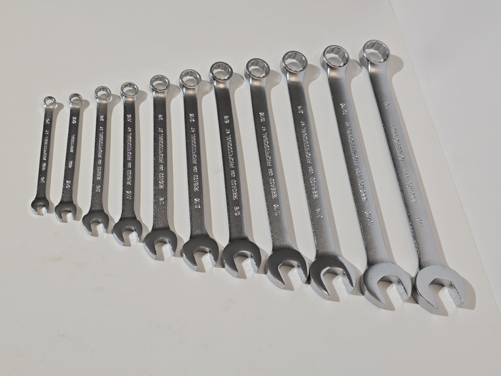 🇺🇸 NEW! PROTO USA ASD Anti-Slip 11 Pc. SAE Satin Chrome Combination Wrench Set