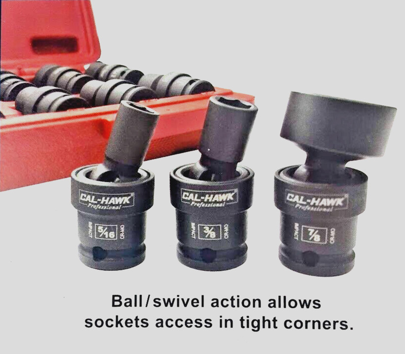 12-pc SAE 3/8″-dr UNIVERSAL SWIVEL SHALLOW IMPACT SOCKET SET